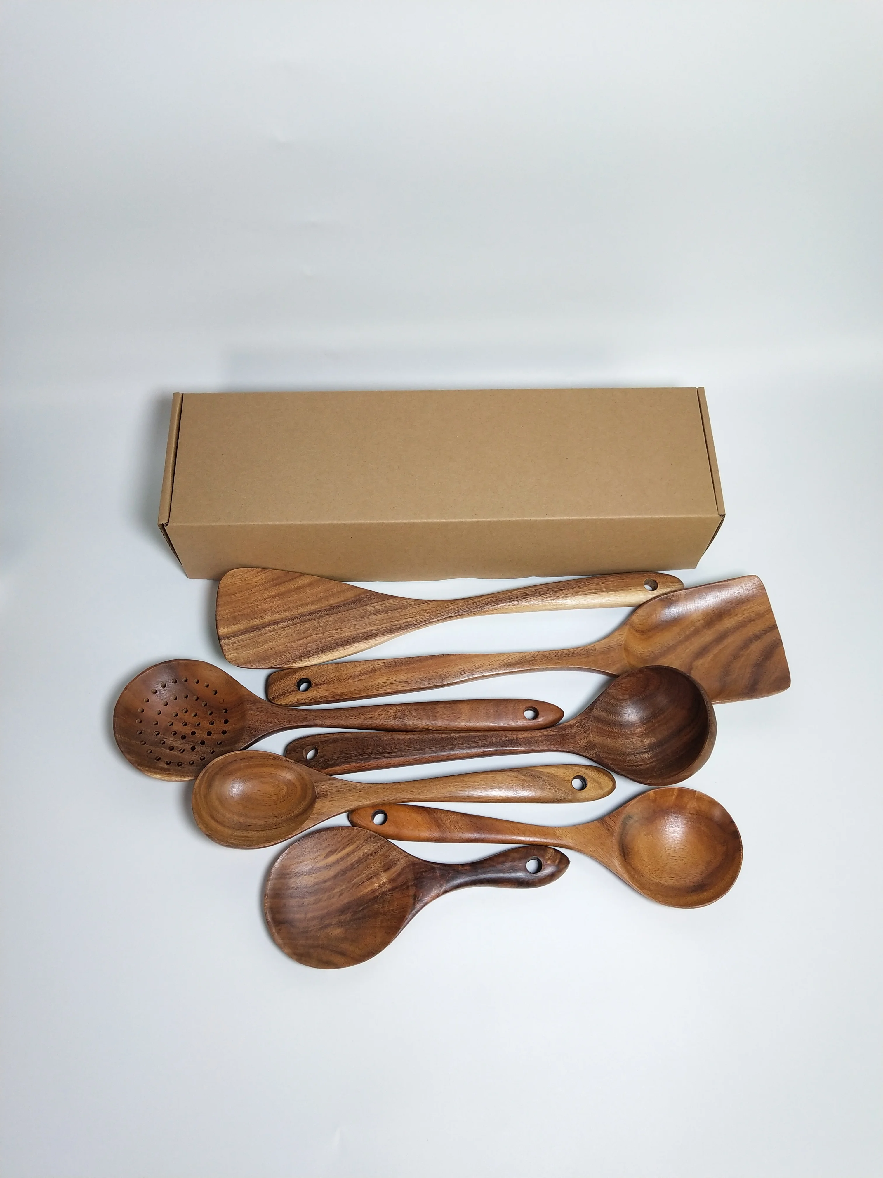 Teak Tableware Spoon Colander spoon Special nano soup skimming 1-7 pieces/set Cooking Wooden kitchen accessory kit kitchen utensils