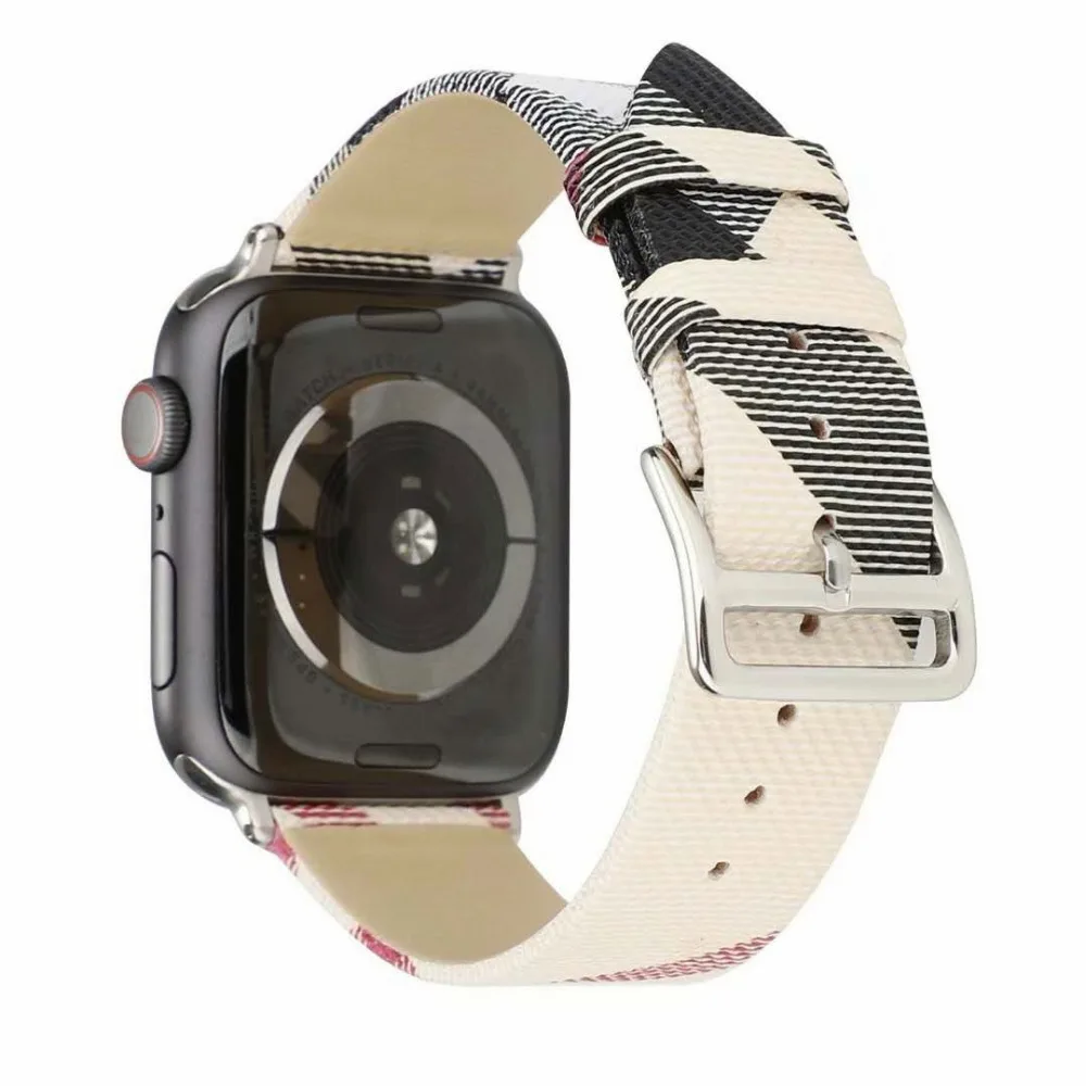 Клетчатый узор кожаный браслет ремешок для наручных часов Apple Watch, версии 4 44/40 мм для женщин/мужские часы браслет Forwatch серии, версия 1, 2, 3, ремешок 42/38 мм