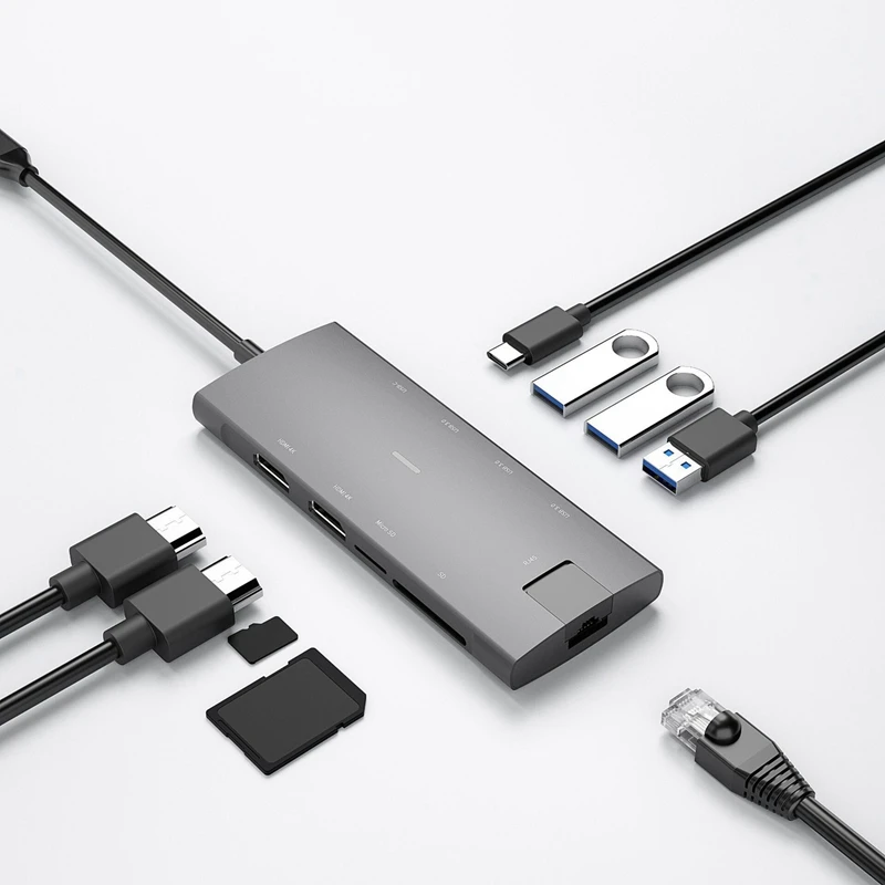 USB-C концентратор RJ45+ Hdmi+ DP+ USB3.0 type C к Gigabit Ethernet Rj45 Lan адаптер для ноутбука MacBook Pro