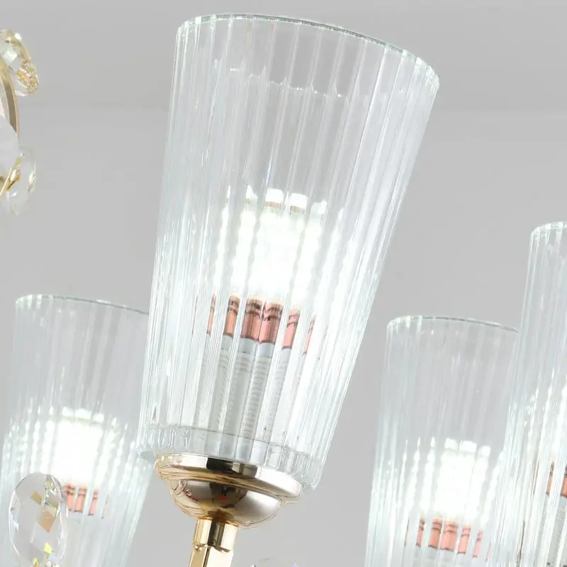 Стеклянная Светодиодная лампа Хрустальная Золотая люстра домашний декор