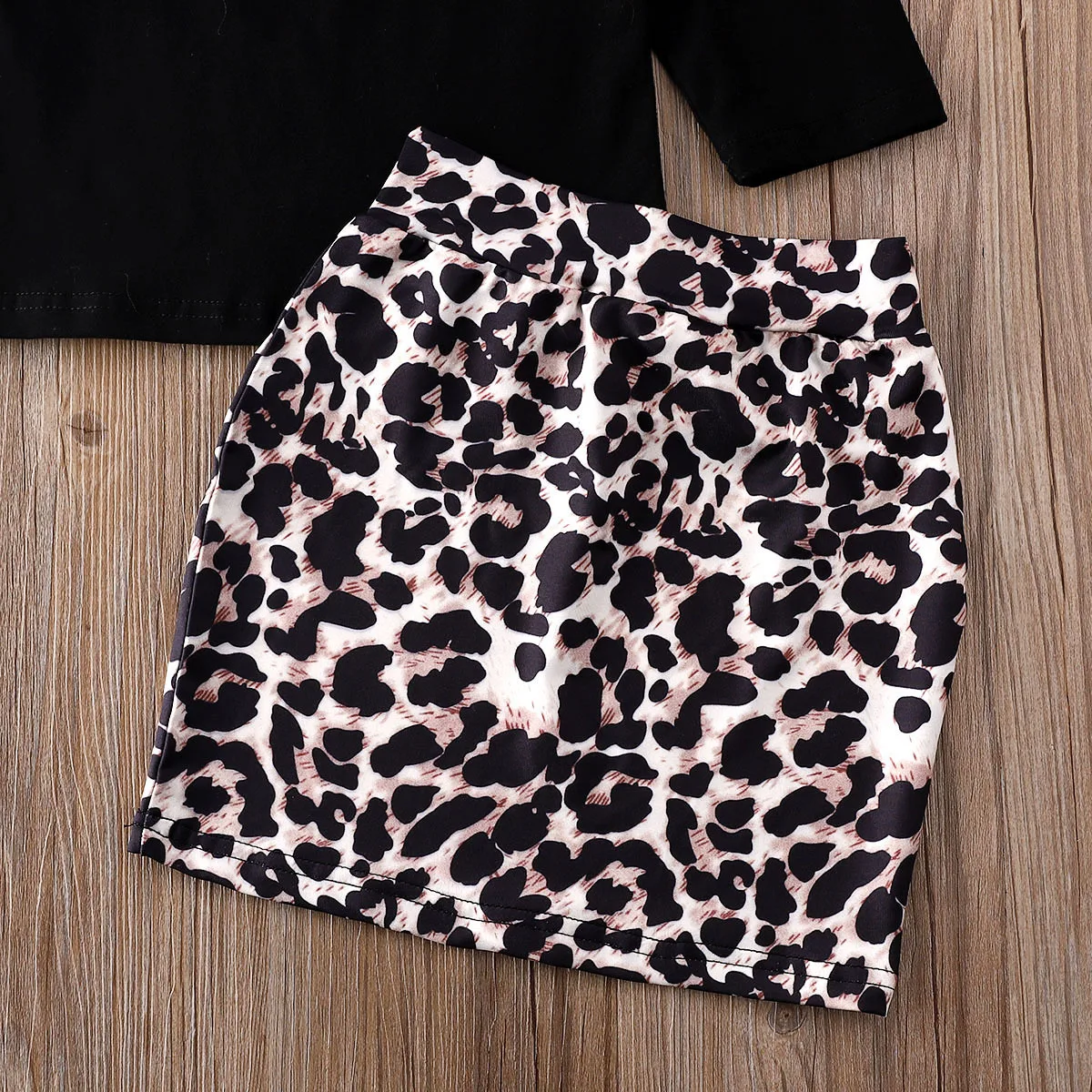 Модная детская одежда с леопардовым принтом для маленьких девочек, топы+ платье-футляр, комплекты с юбкой для детей 0-5 лет