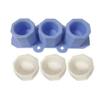 

Silicone Pot Molds Form Arts Craft Polygonal Cup Moulds DIY Succulent Flowerpot Clay Plaster Gypsum Mold 3 Holes Concrete Mould