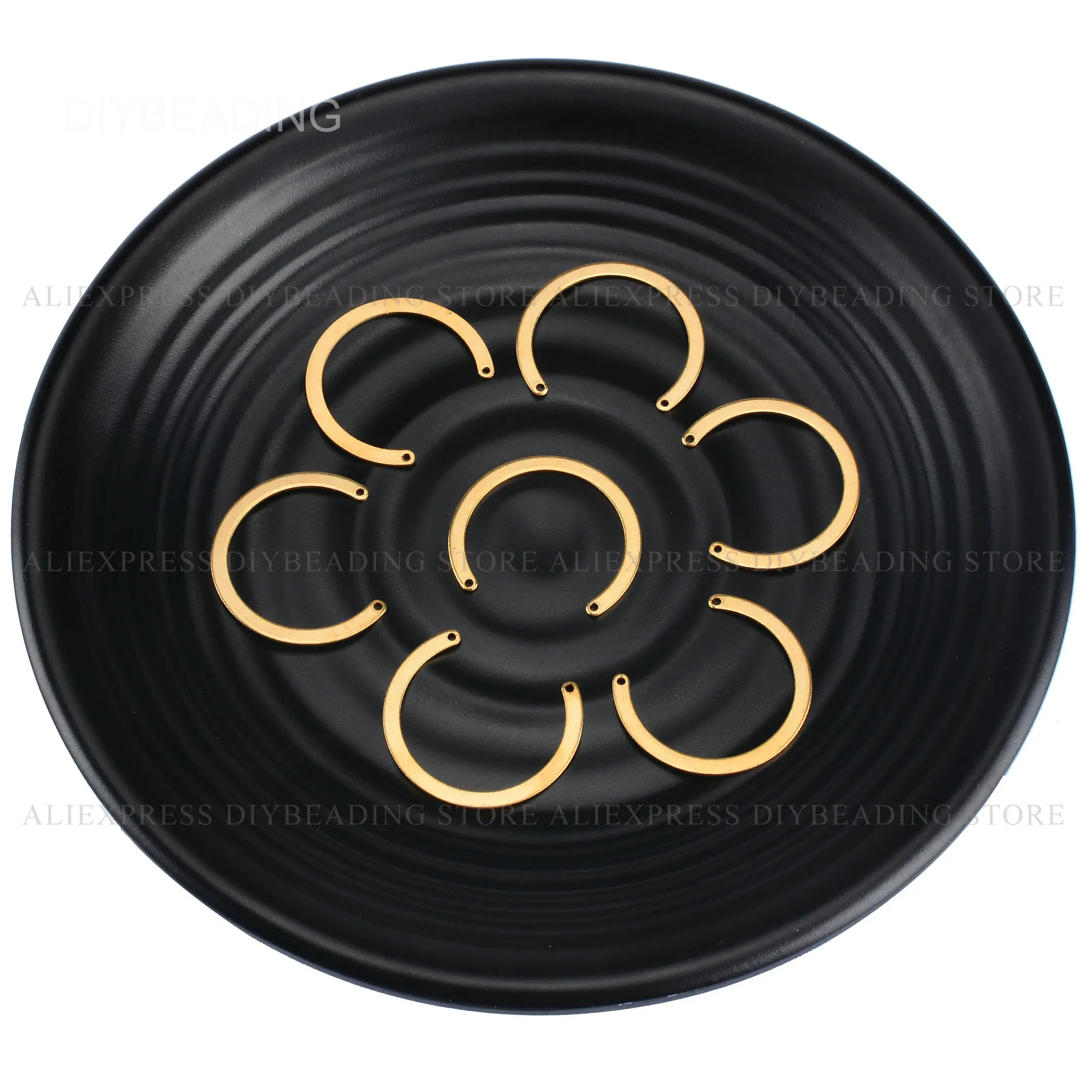 

10-500 Pcs Brass Charm Component for Earrings Making Open Circle C Charming Metal Connector Finding Bulk Wholesale Supplies