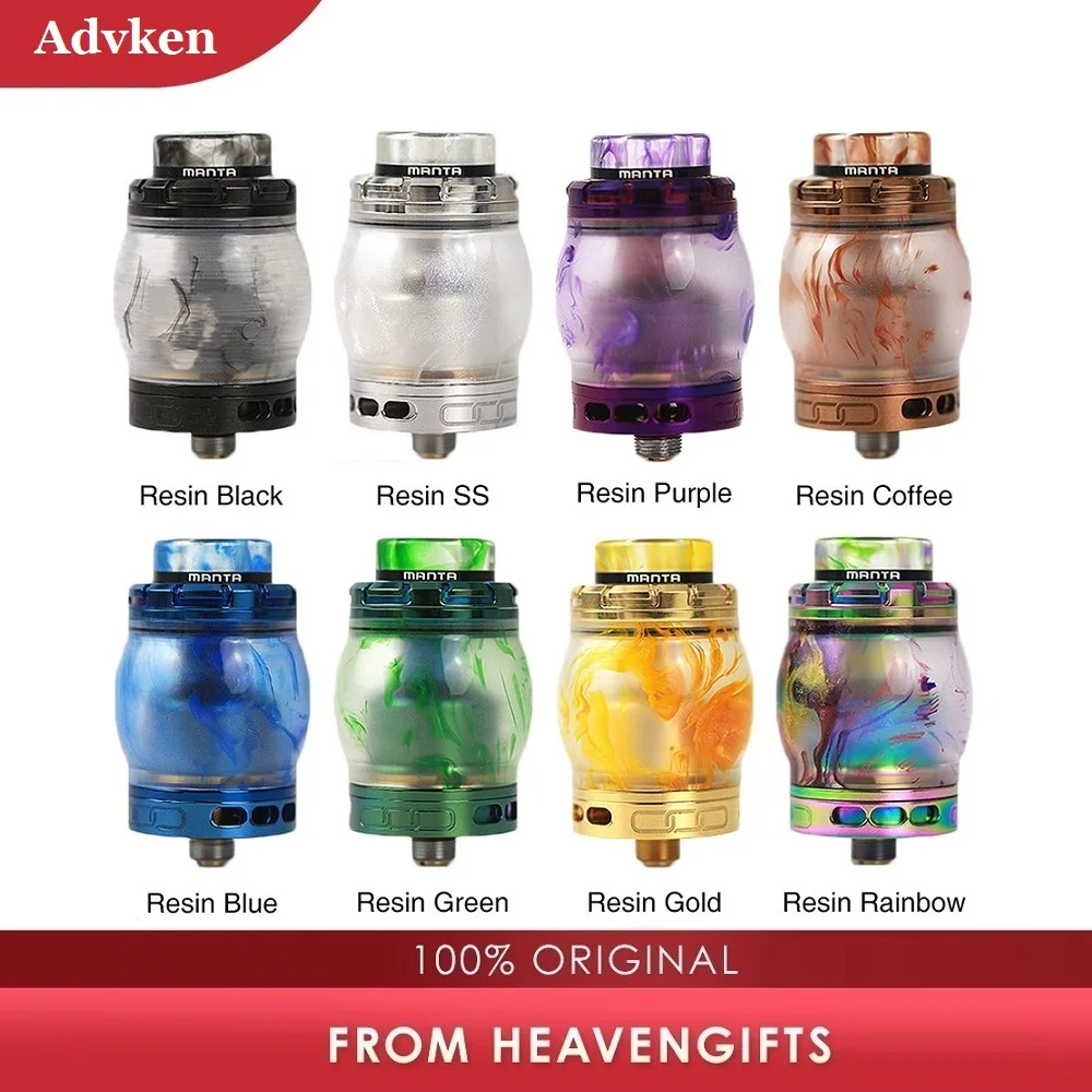 Kopen Originele Advken Manta RTA Hars Versie 4.5ml Tank 24mm RTA w Resign 810 Drip Tip   Dual coil Bouwen Dek Vape Tank Vs Zeus Dual