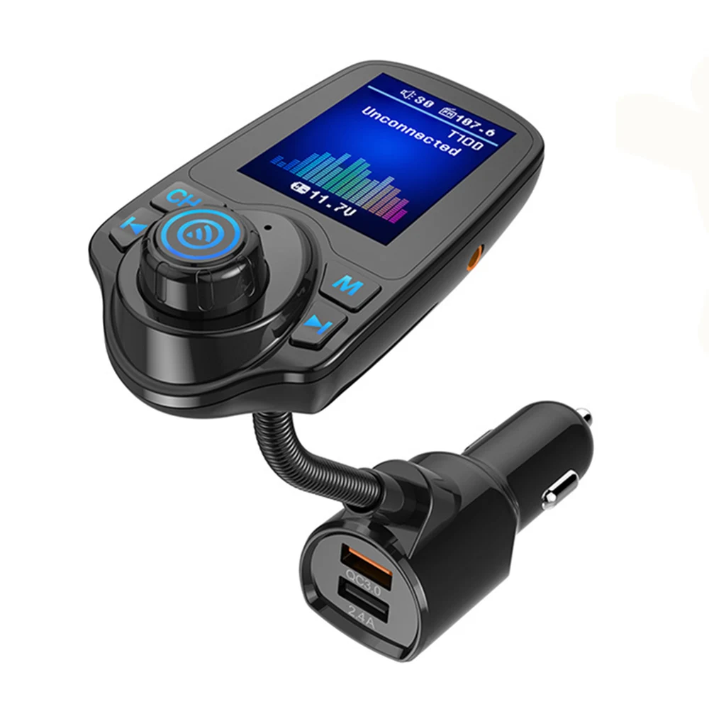 Автомобильный fm-передатчик BT5.0 многофункциональный MP3-плеер+ двойной usb порт для зарядки Quick Charge 3,0 1,8 ''TFT цветной дисплей 5 режимов эквалайзера