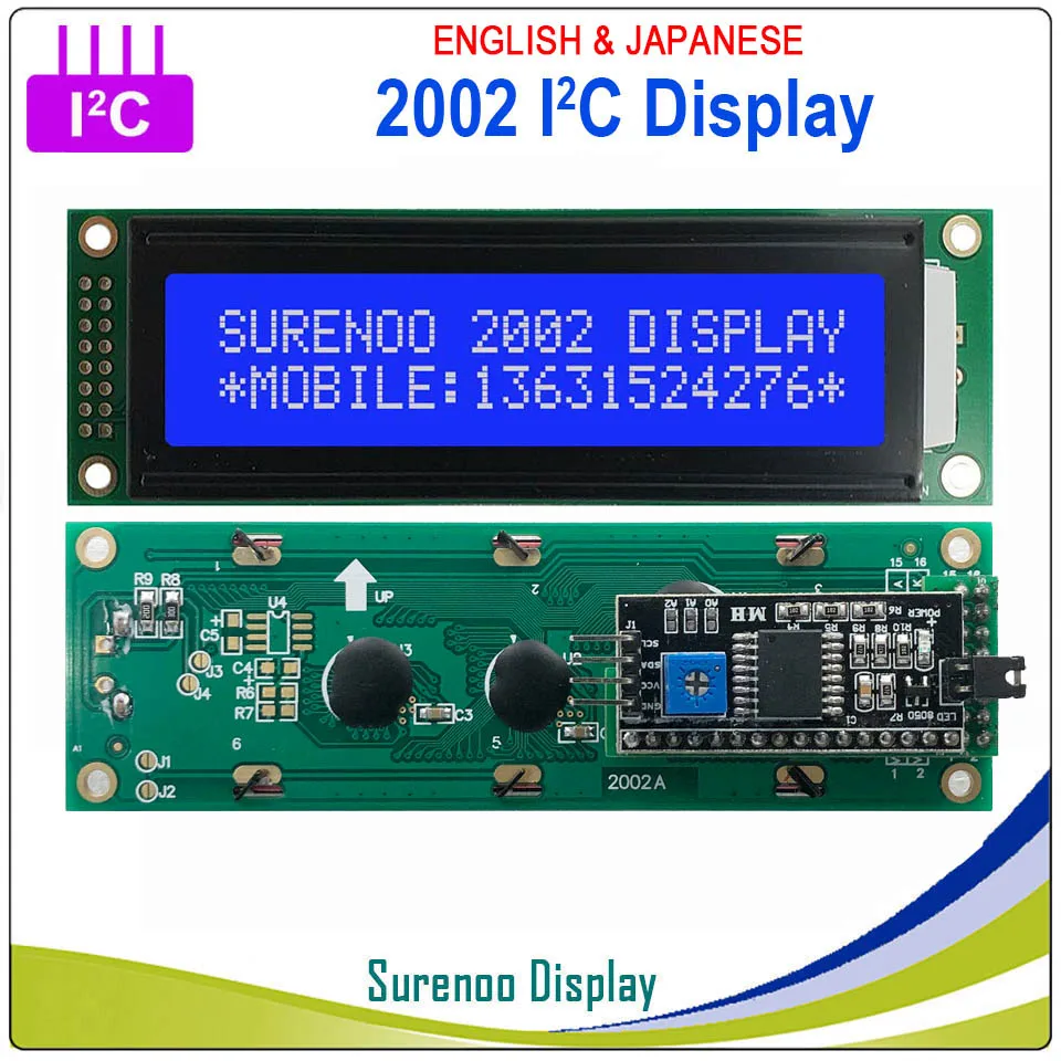 2002 202 20*2 английский и японский серийный IIC igc TWI персонаж ЖК-модуль дисплей желтый зеленый синий с подсветкой для Arduino - Цвет: I2C Solder on Board