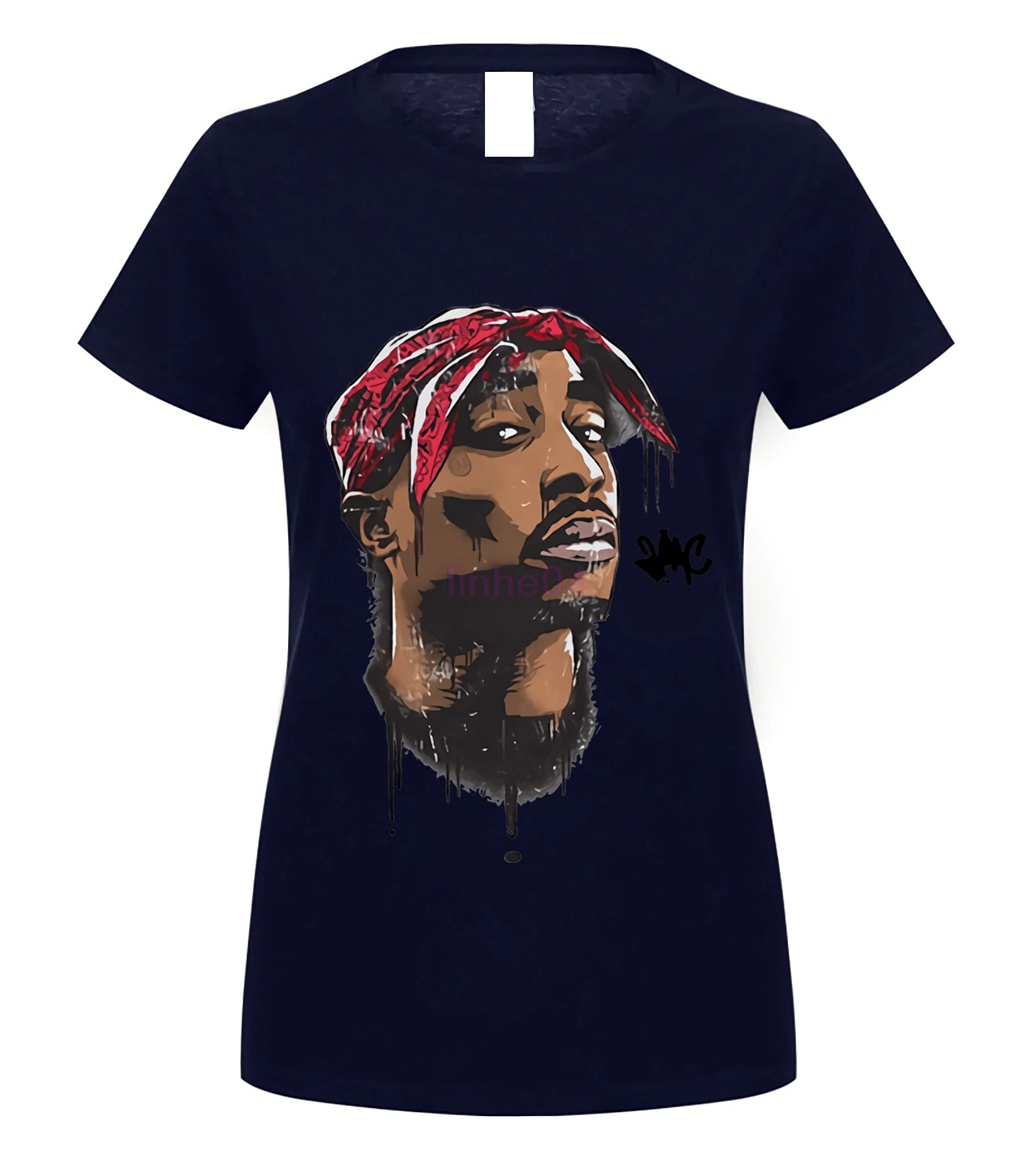 Tupac хип-хоп рэпперская Футболка Мужская модная футболка с принтом 2pac белые футболки с круглым вырезом для мужчин - Цвет: women navy