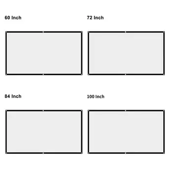 

16:9 Foldable Projection Screen Portable White Projector Curtain 60/72/84/100"