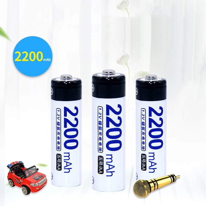 1 2 V 2200mAh Ni-MH AA перезаряжаемая батарея для камеры игрушка-фонарик Gamepad Mic