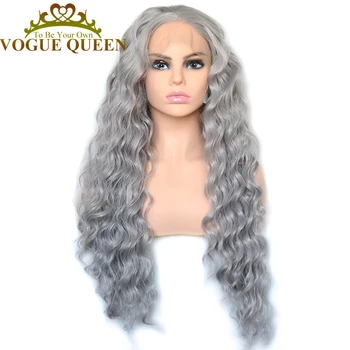 

Vogue Queen Grey Loose Curly Synthetic Lace Front Wig Daily Wearing For Women