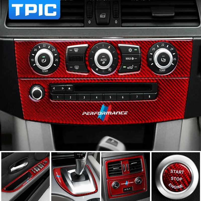 TPIC Carbon Fiber Interior Trim Stickers For BMW E60 Series 20042010