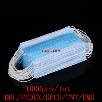 

DHL/FEDEX 1000pcs Face Mask Quality Assurance Meltblown Mouth Disposable Mascherine Face Masks Nonwove 3 Layer Ply Anti-Dust 95%