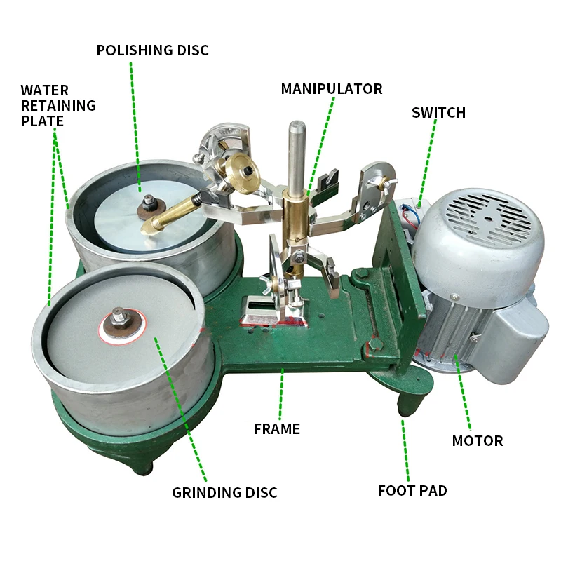250W gem angle machine polishing and polishing double disc facet machine double head flat grinder grinding