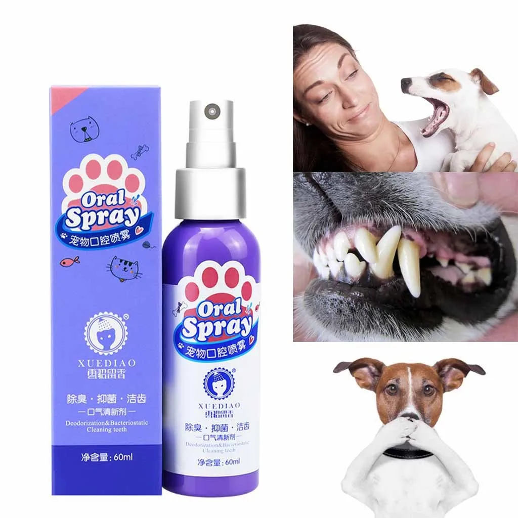 

60ml Pet Mouth Freshener Antibacterial Oral Spray Treatment Fresh Breath Dog and Cat Healthy Dental Care Fresh Breath Spray