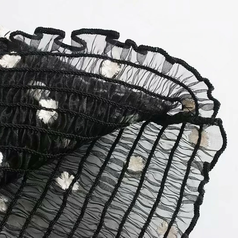 Fandy lokar, женские футболки с квадратным воротником, модные топы с цветочной вышивкой, женские элегантные футболки из органзы, женские футболки LF