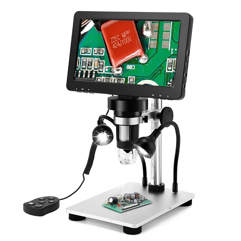 Kacsoo Microscopio Digital de LCD 4.3 Pulgadas Microscopio Estéreo USB Zoom de 1080P 1000x Lupa Digital con Soporte,para Placa de Circuito de Reparación de Herramienta de Soldadura 