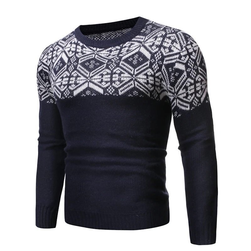 Модная одежда тонкий прилегающий вязаный свитер мужское платье зима принт o-образный вырез мужские свитера пуловер осень длинный рукав Trui Mannen