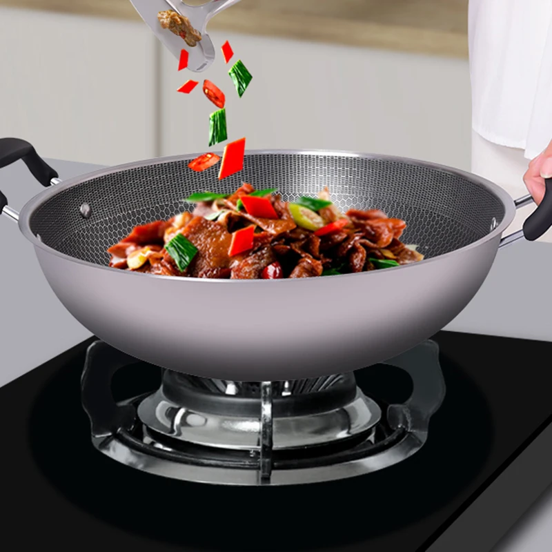 40cm Stainless Steel Wok High Quality Cuisine Big Non Stick Cooking Pot