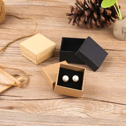 60pcs DIY Kraft Cardboard Gift Packaging Boxes Brown Black Paper Small Soap Box Mini Jewelry Ring Earrings Organizer Carton Box