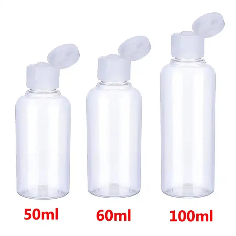 6 Botellas de Viaje Transparentes de 50 ml con Tapa abatible Beaupretty sin BPA Blanco Blanco 5pcs