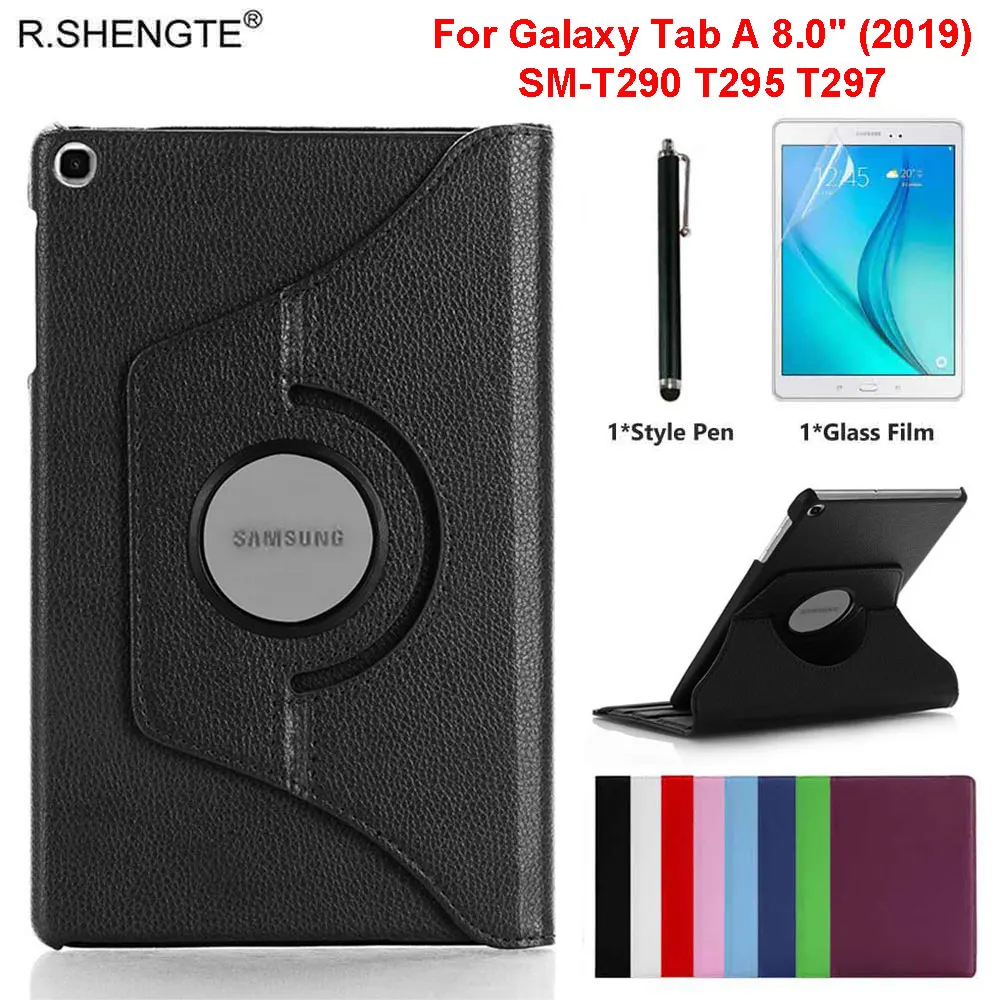 Вращающийся на 360 градусов чехол для Samsung Galaxy Tab A 8 0 2019 кожаный подставка с ручкой и