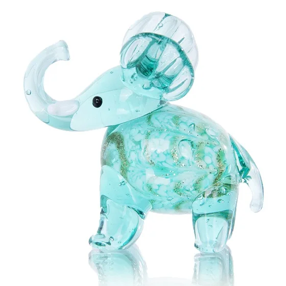 Blue elephant H& D 12 видов стилей, ручная работа, милые фигурки животных, муранское искусство, стеклянные миниатюры, коллекция, кукольный домик, украшение, рождественский подарок для детей - Цвет: Blue elephant