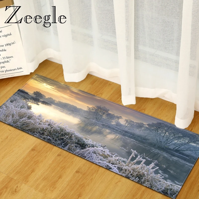 

Zeegle 3D Scenic Pattern Kitchen Floor Mat Non-slip Carpets Table Floor Mats Absorbent Kitchen Rugs Soft Rugs