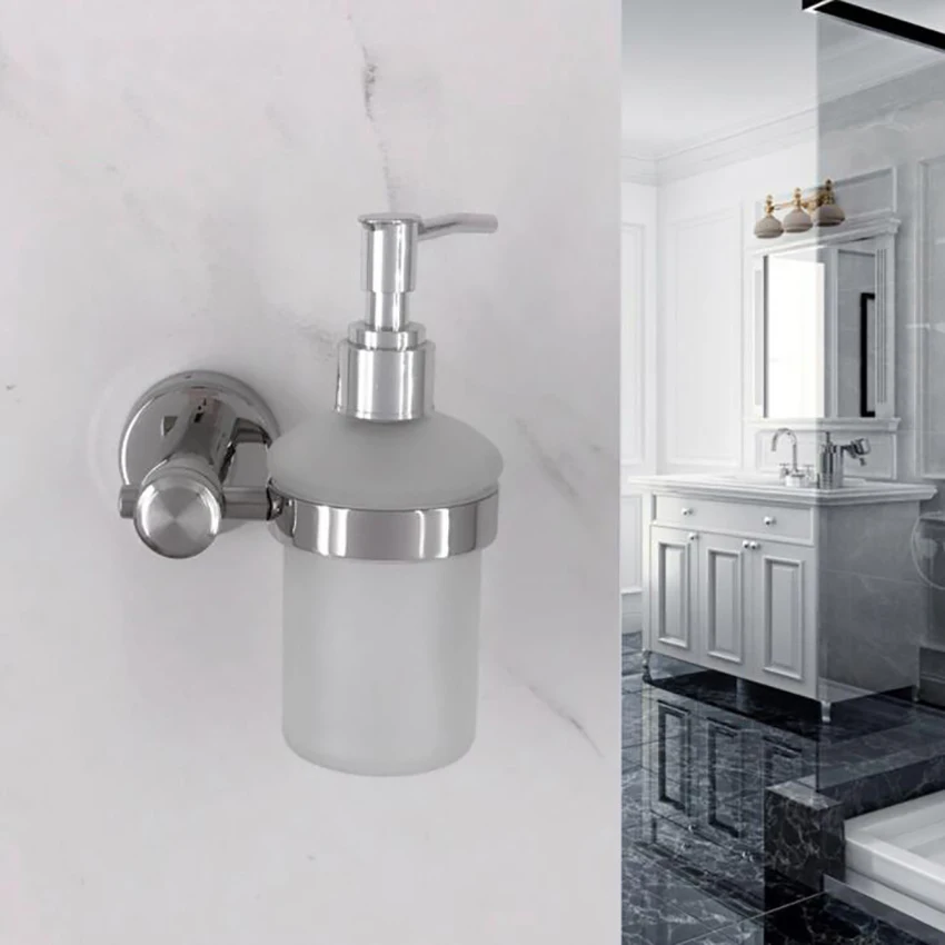Дозатор жидкого мыла, настенный дозатор мыла/лосьона для ванной комнаты или кухни-матовое стекло/нержавеющая сталь