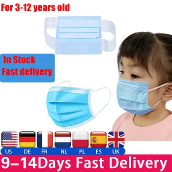 

50Pcs Disposable Face Mask Kids Safety Anti Haze PM2.5 Anti-Bacterial Non-Woven Mouth Mask For Children Fast Shipping In Stock