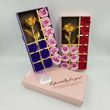 

2020 New Romantic Rose Gold Plated Flower Soap Gift Women Girl Anniversary Birthday Valentine's Day Mother's day Gift Box