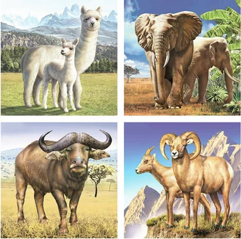 

Yikexin Diamond Painting Elephant, cow Animals DIY Full circular Rhinestones Cross Stitch Mosaic Diamond Embroidery Home Decor