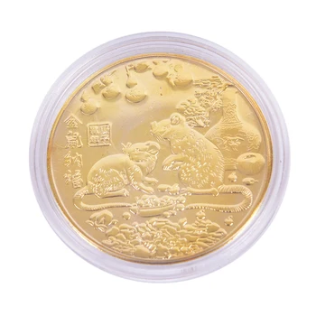 

2020 Rat Commemorative Coin Year Of Rat Deliver Money Coins Collection New Year Gift Gold Plated Good Fortune Home Car Decor