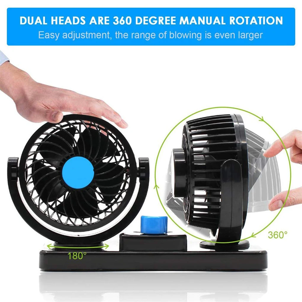 Двойной головной вентилятор автомобильный 12 в 360 градусов вращение приборной панели крепление электрический вентилятор охлаждения