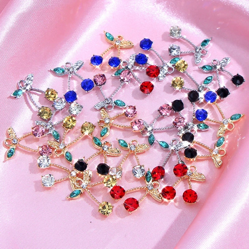 

JJFOUCS 10Pcs/set Fashion Multicolor Crystal Cherry Pendant DIY Jewelry Accessories for Making Earring Necklace Pendant Material