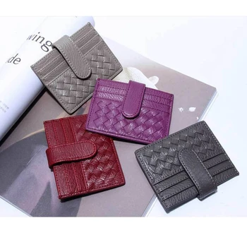 

Woven Small Wallet ID Credit Card Holder Women Female Cards Pack Lady Cash Card Pocket Covers Bolso Mujer Femme