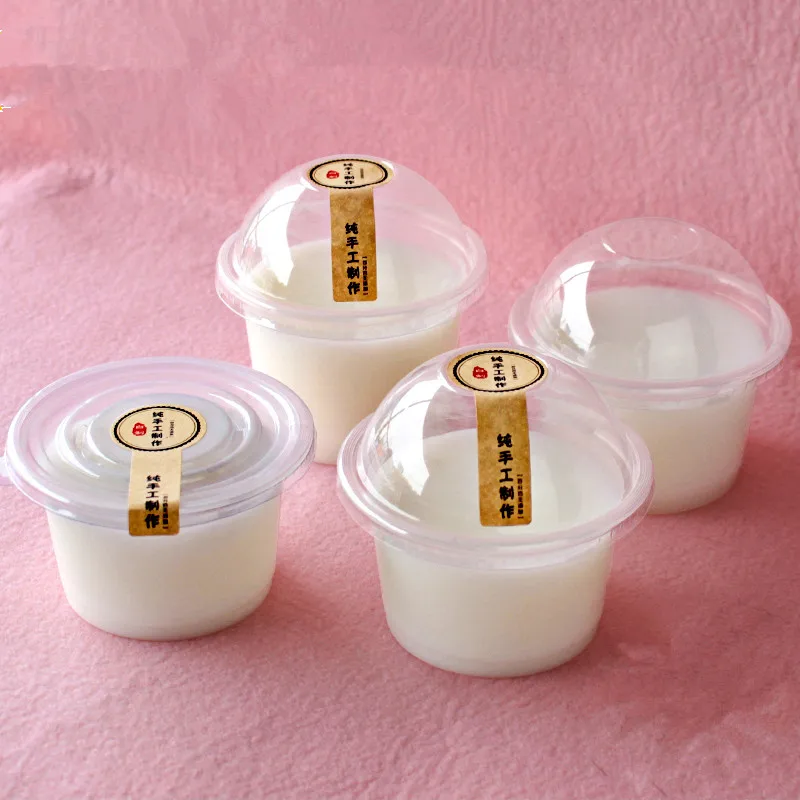 

50pcs Transparent disposable pudding yogurt jelly plastic cups 300ml small ice cream dessert takeaway packaging cup with lid
