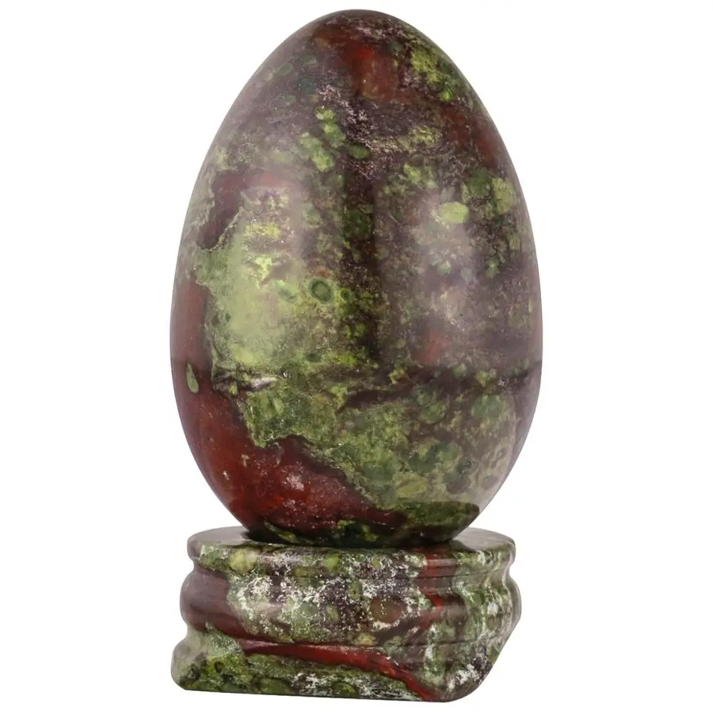 

TUMBEELLUWA 1.7'' Dragon Bloodstone Egg Sphere with Stone Stand Healing Meditation Chakra Balancing Home Decoration