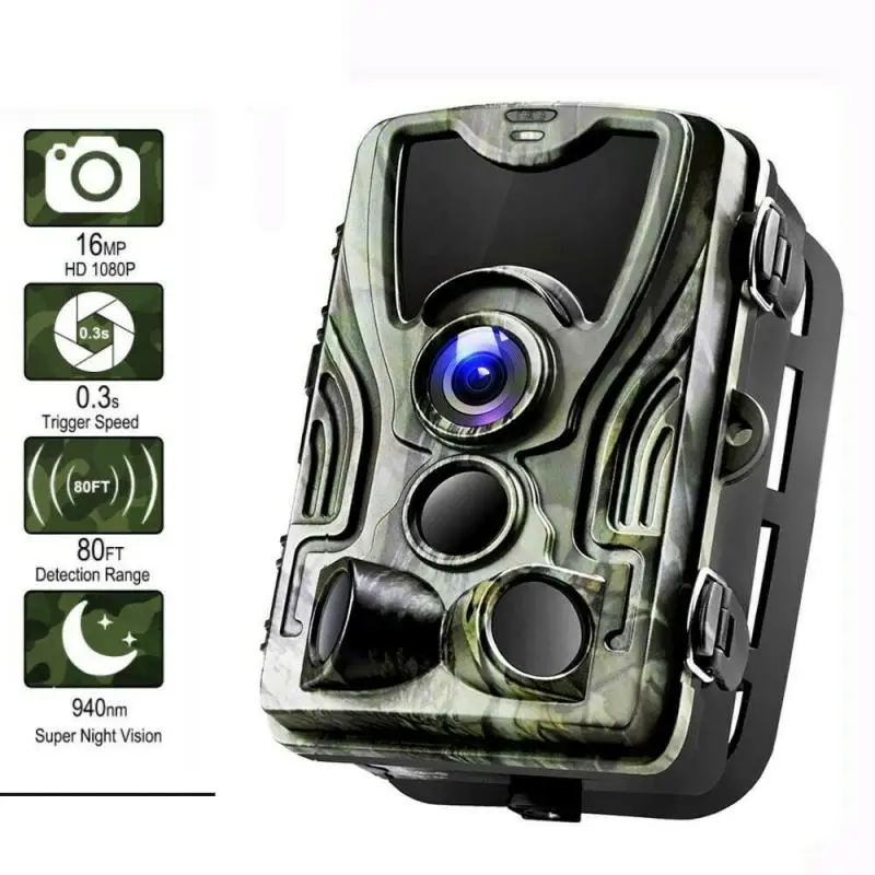 

HC801A Hunting Trail Camera Night Version Wild Cameras 16MP 1080P IP65 Photo Trap 0.3s Trigger Wildlife Camera Security Cams