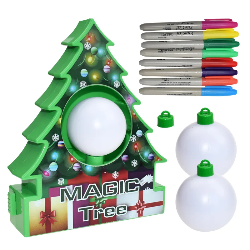 

Kids Educational Toys DIY Drawing Electric Christmas Tree Drawing Ball Toy Christmas Tree Ornament Decorating Kit For Kids Gift
