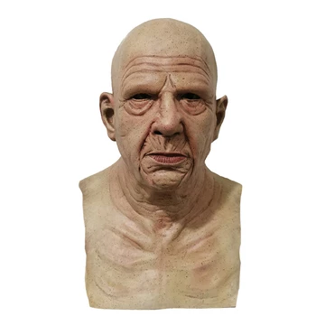 

New Year Accessories Supersoft Cosplay Creepy Old Man Face Cover Masquerade Latex Props Wrinkle Realistic Halloween Party Bald
