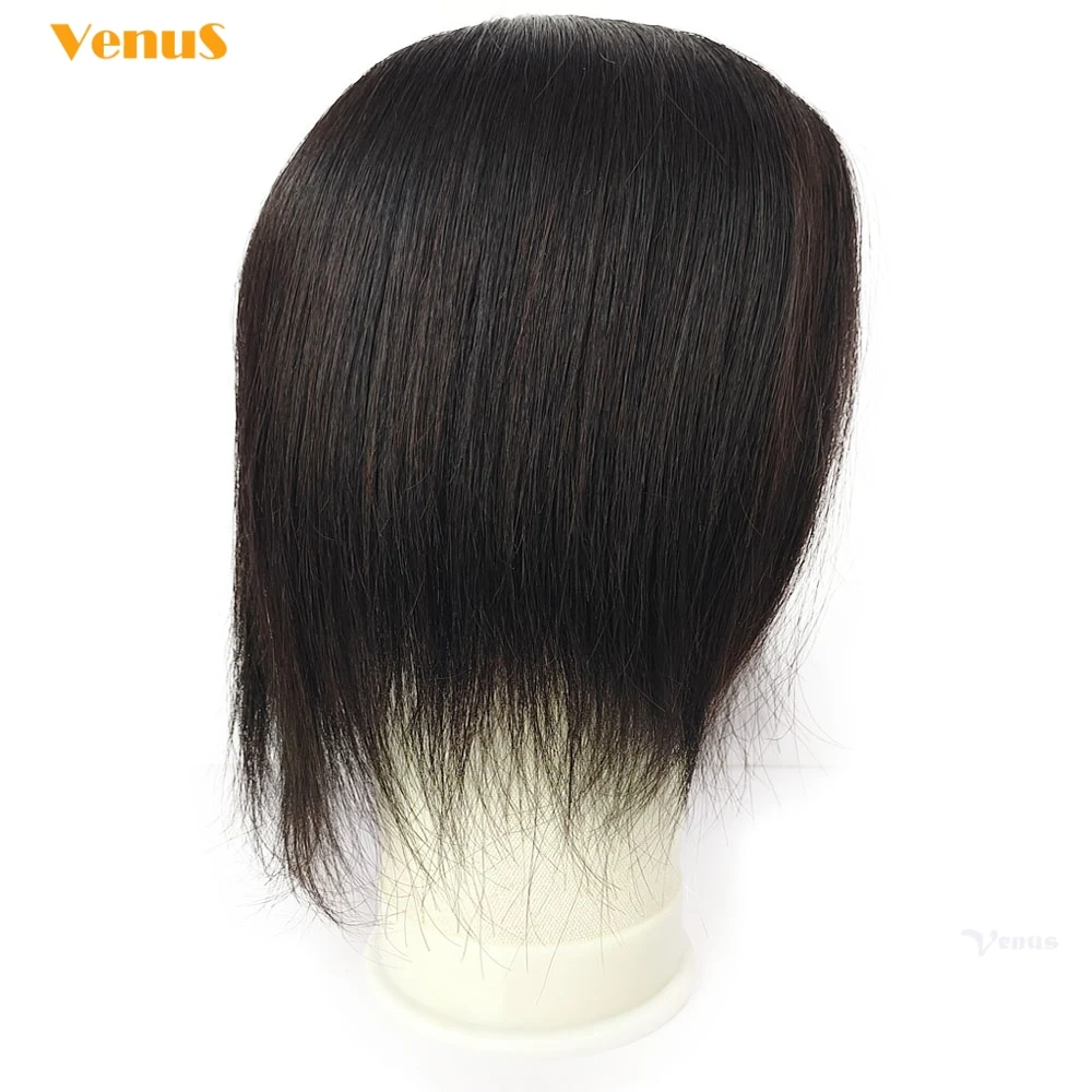 16x18cm Human Hair Big Topper 2cmPU+Breathable Net Silk Skin Base Toupee For Women Natural Hair Half Wig 6.4\'\'x7.2\'\' Hairpieces