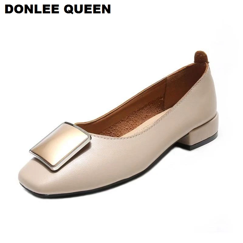 Langou Women’s Comfort Ballet Flat Slip On Square Toe Casual Dress Shoes Design Buckle Soft Foldable Leather