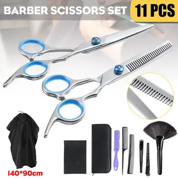 

11Pcs/set 6 inch Professional Hairdressing Scissors Barber Scissors Set Hair Cutting Shears Scissor Haircut Flat Teeth Blades