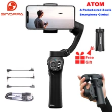 Snoppa atom 3 eixos dobrável pocket-sized handheld cardan estabilizador para iphone smartphone gopro & carregamento sem fio pk suave q2