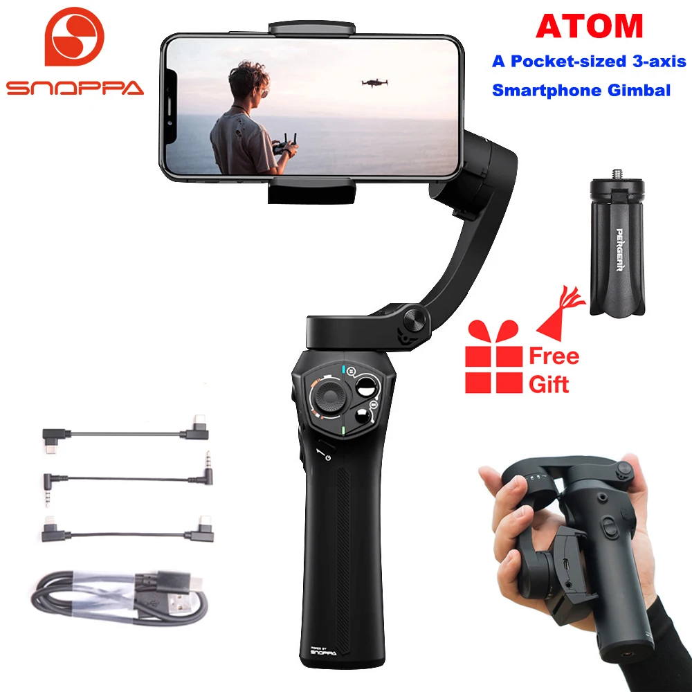 Snoppa Atom 3 Axis Lipat Berukuran Saku Handheld Gimbal Stabilizer Untuk Iphone Smartphone Gopro Pengisian Nirkabel Pk Halus Q2 Stabilisator Aliexpress