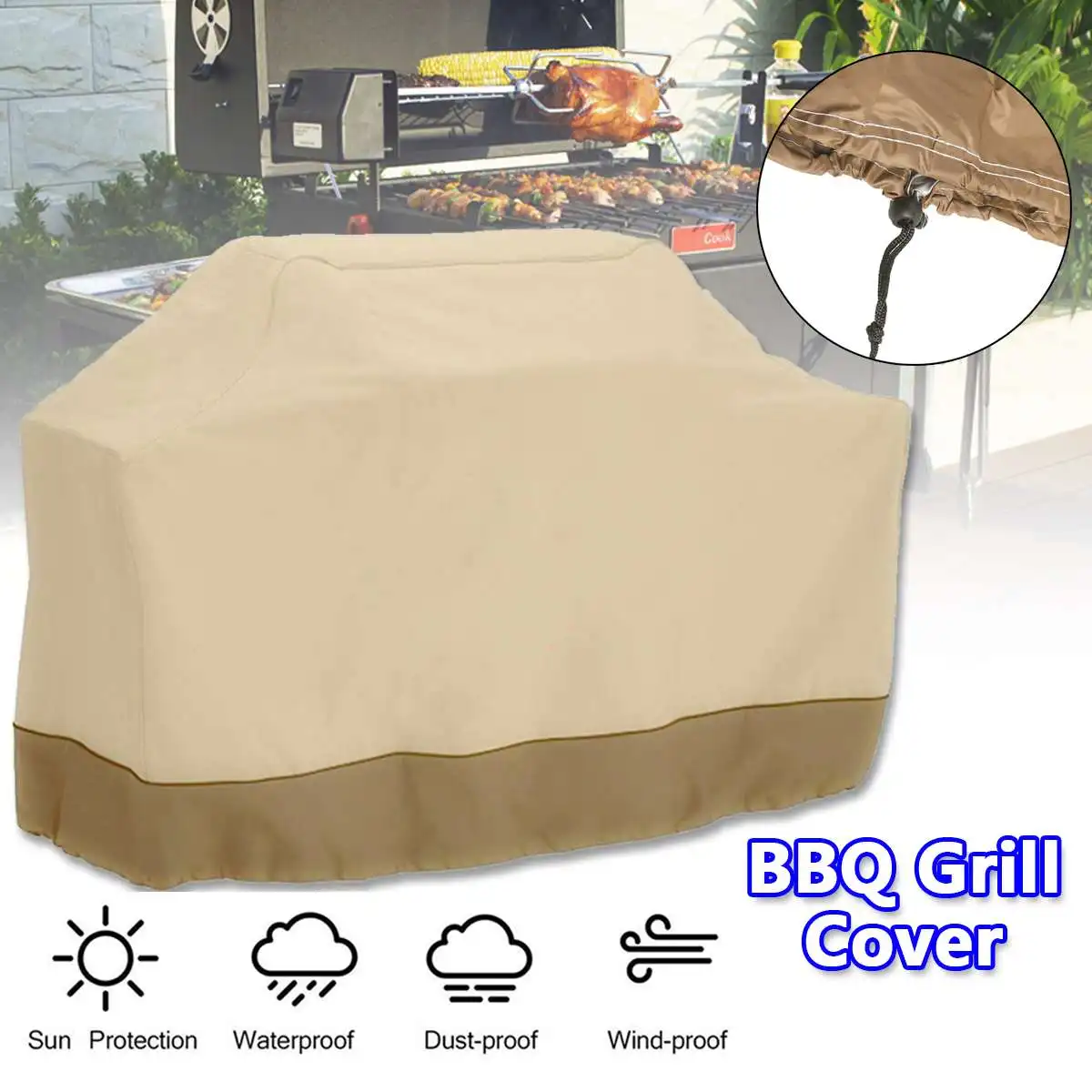 145cm/170cm BBQ grill cover waterproof heavy duty patio outdoor Oxford barbecue smoker grill cover outdoor