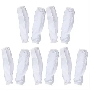 

5 Pairs Reusable PU Oversleeve Waterproof Dustproof Oilproof Arm Sleeves Cover for Adults Home Office (White)