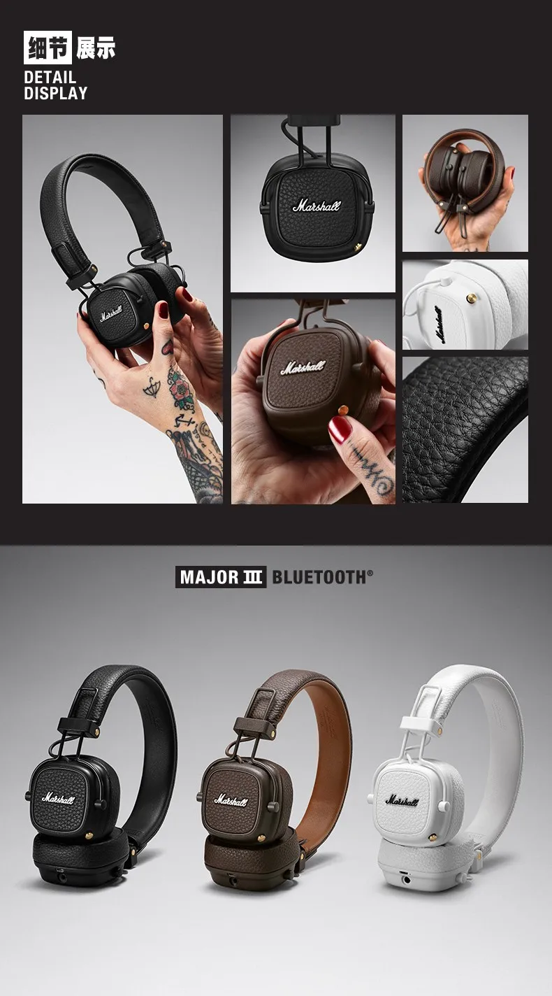 Marshall MAJOR III Wireless Bluetooth Headphones Wireless Earphones Deep  Bass Foldable Sport Gaming Headset with Microphone|Telephone Headsets| -  AliExpress