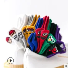 16 шт. = 8 пар, креативные забавные Женские носочки с рисунком, милые хлопковые носки со смайликом, индивидуальные повседневные модные короткие женские носки