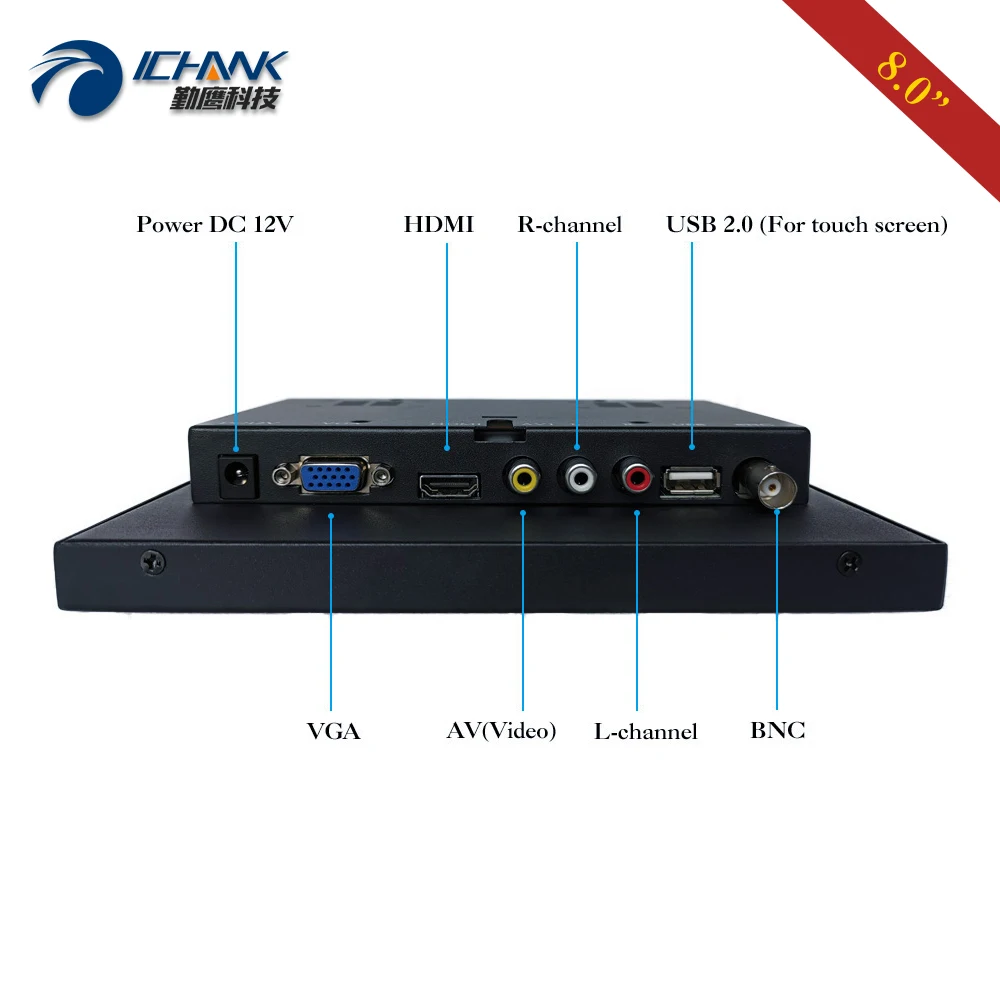 HDMI Է USB VGA ݼ ö  ̺, 8 ġ , 1024x768 IPS,  ƼƮ  ġ ũ ÷ ZB080TC-262D